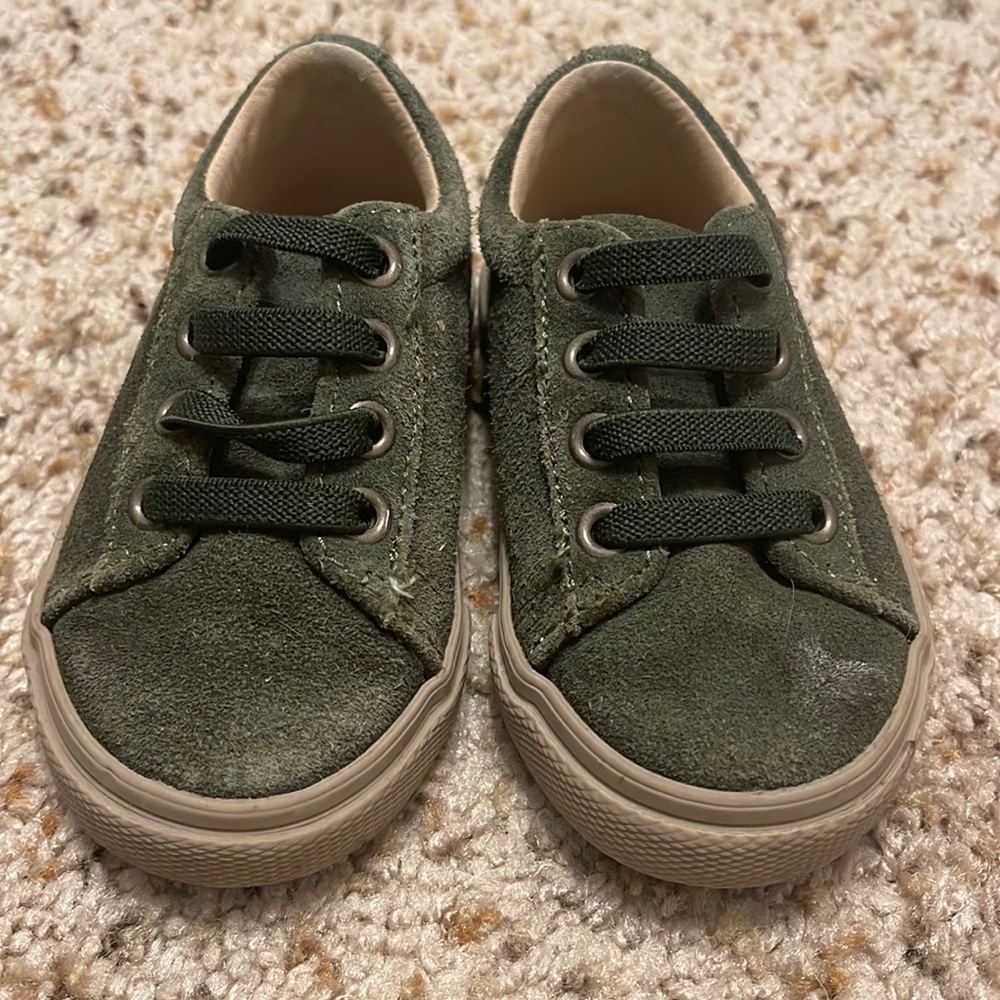 Janie and Jack toddler green suede shoes